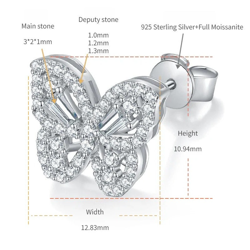 Bow-Knot Stud Earrings with Brilliant D-Color VVS1 Moissanite Accents — 925 Sterling Silver, 18K Gold Plated