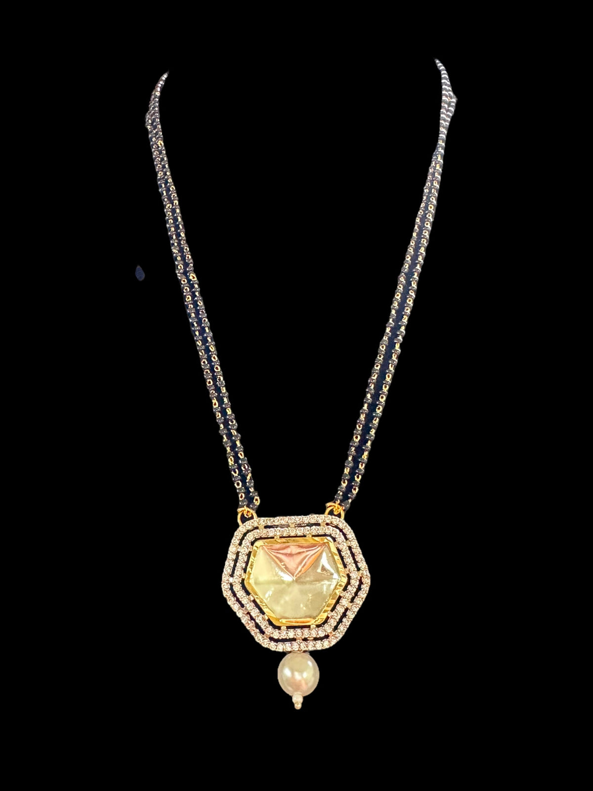 PS214 Mangalsutra / black beads necklace with earrings ( READY TO SHIP )