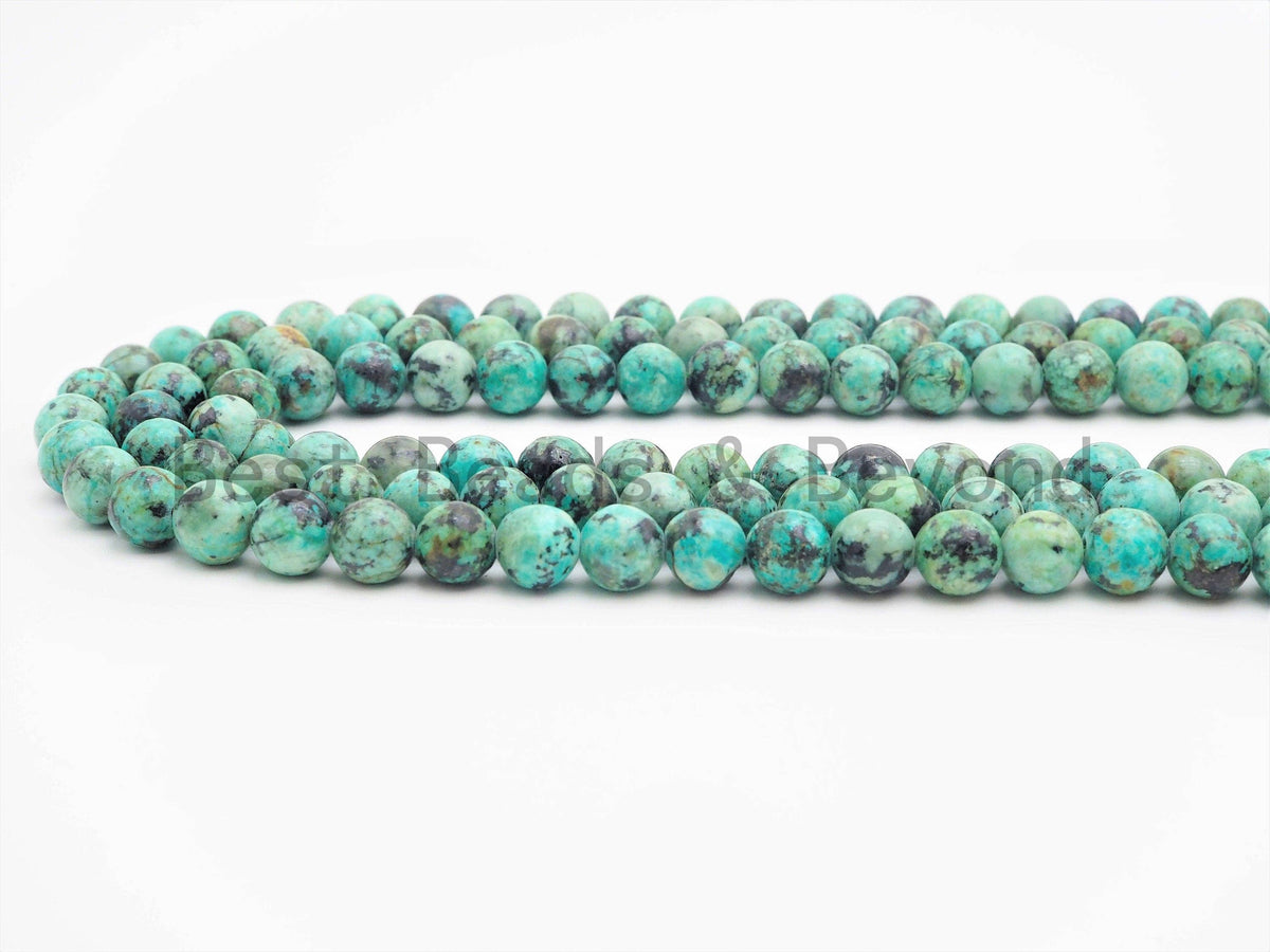 Quality Natural Green African Turquoise Round Smooth Beads, 6mm/8mm beads Finish, Green Gemstone Beads, 15.5inch strand, SKU#U391