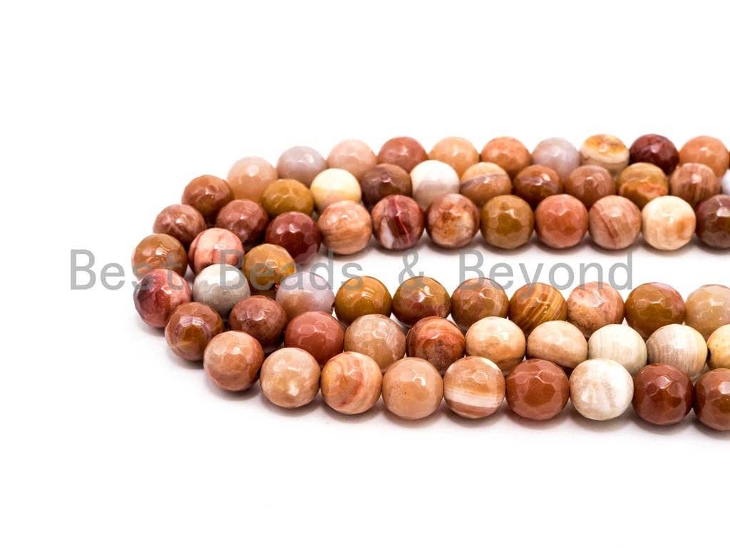Natural Faceted Round Wood Agate beads, 6mm/8mm/10mm/12mm Natural Brown Gemstone beads, Natural Agate Beads, 15.5inch strand, SKU#U123