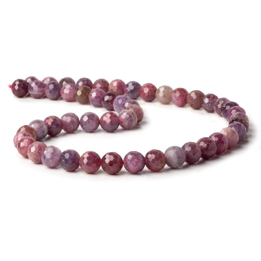 7.5-8mm Multi Color Sapphire and Ruby Faceted Round Beads 49 pieces 15.5 inch