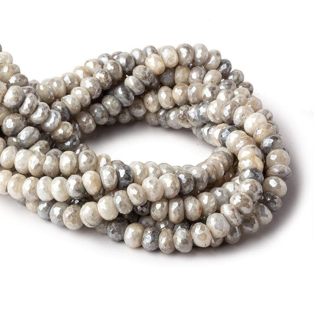 7.5-8mm Mystic Warm Grey Quartz faceted rondelles 13 inch 58 beads