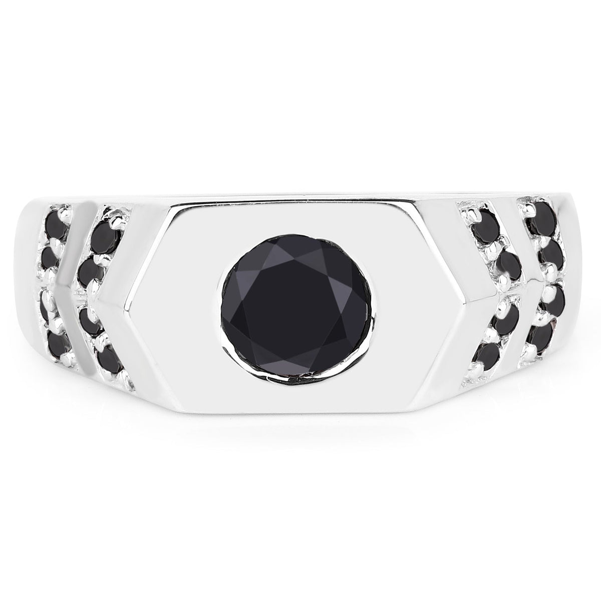 1.53 Carat Genuine Black Diamond .925 Sterling Silver Ring