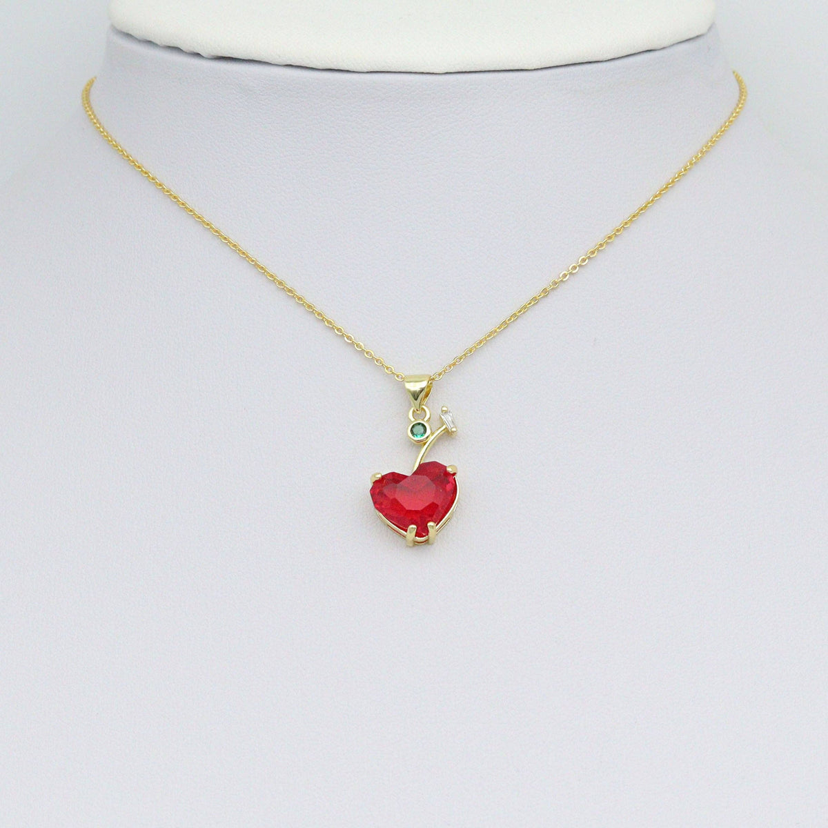 Colorful Crystal Heart Cherry Charm Pendant, Sku#LK1077