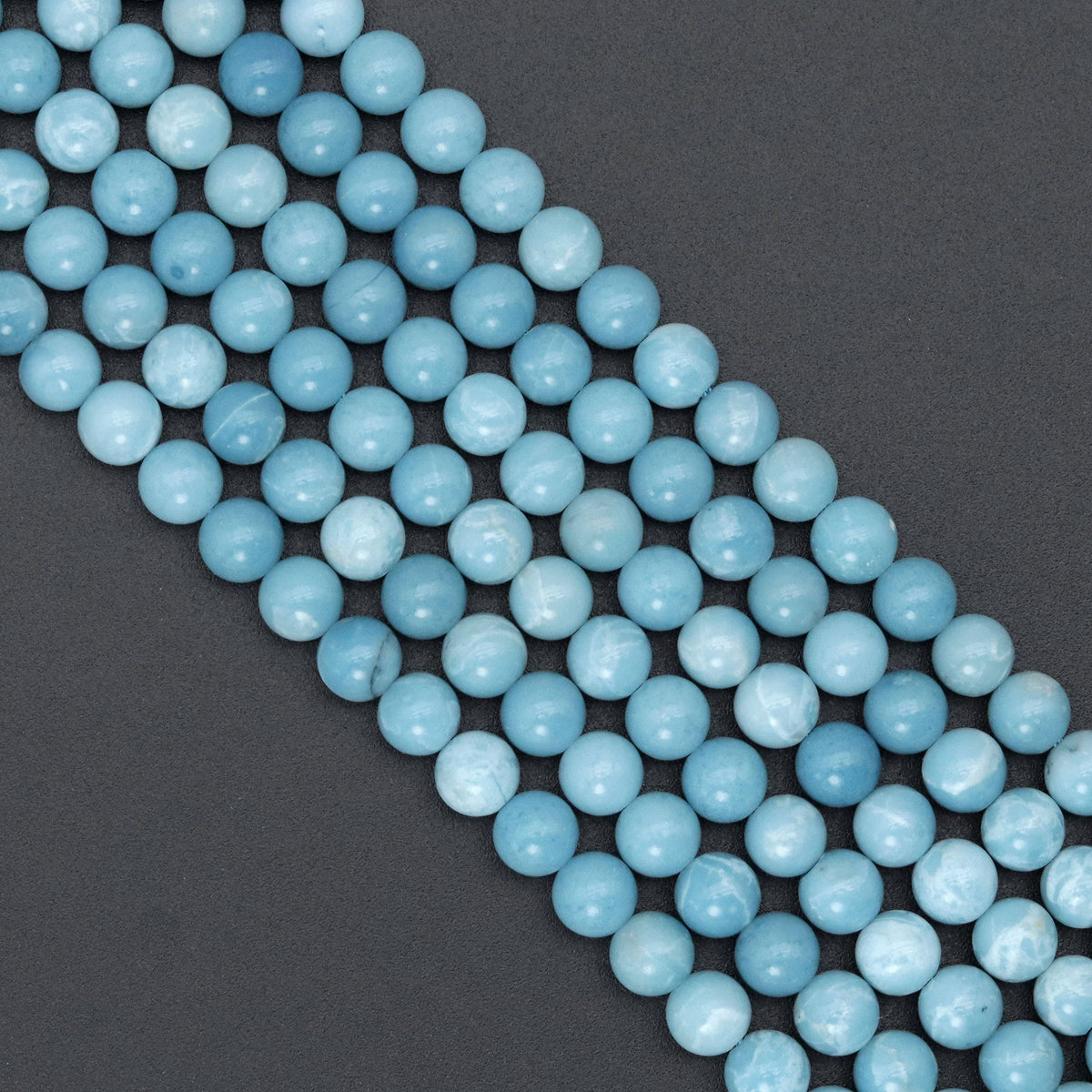 High quality Larimar Quartz, Round Smooth 4mm/6mm/8mm/10mm/12mm, Blue Gemstone, 15.5" Full Strand, Sku#U980