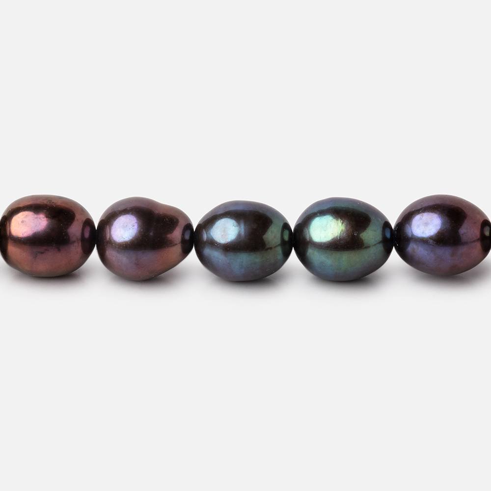 7.5x7-8x7.5mm TriColor Peacock Straight Drill Oval Freshwater Pearl 50 pcs