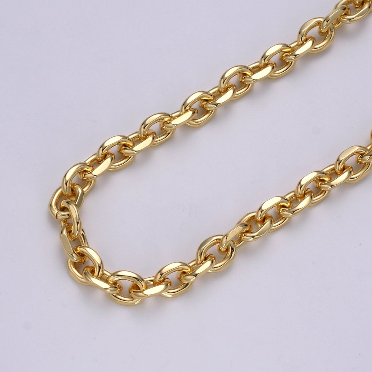 7.5X9mm 24K Gold Plated CABLE Chain Sold by Yard, Unfinished Chain For Necklace Bracelet Anklet Component Supply | ROLL-00496
