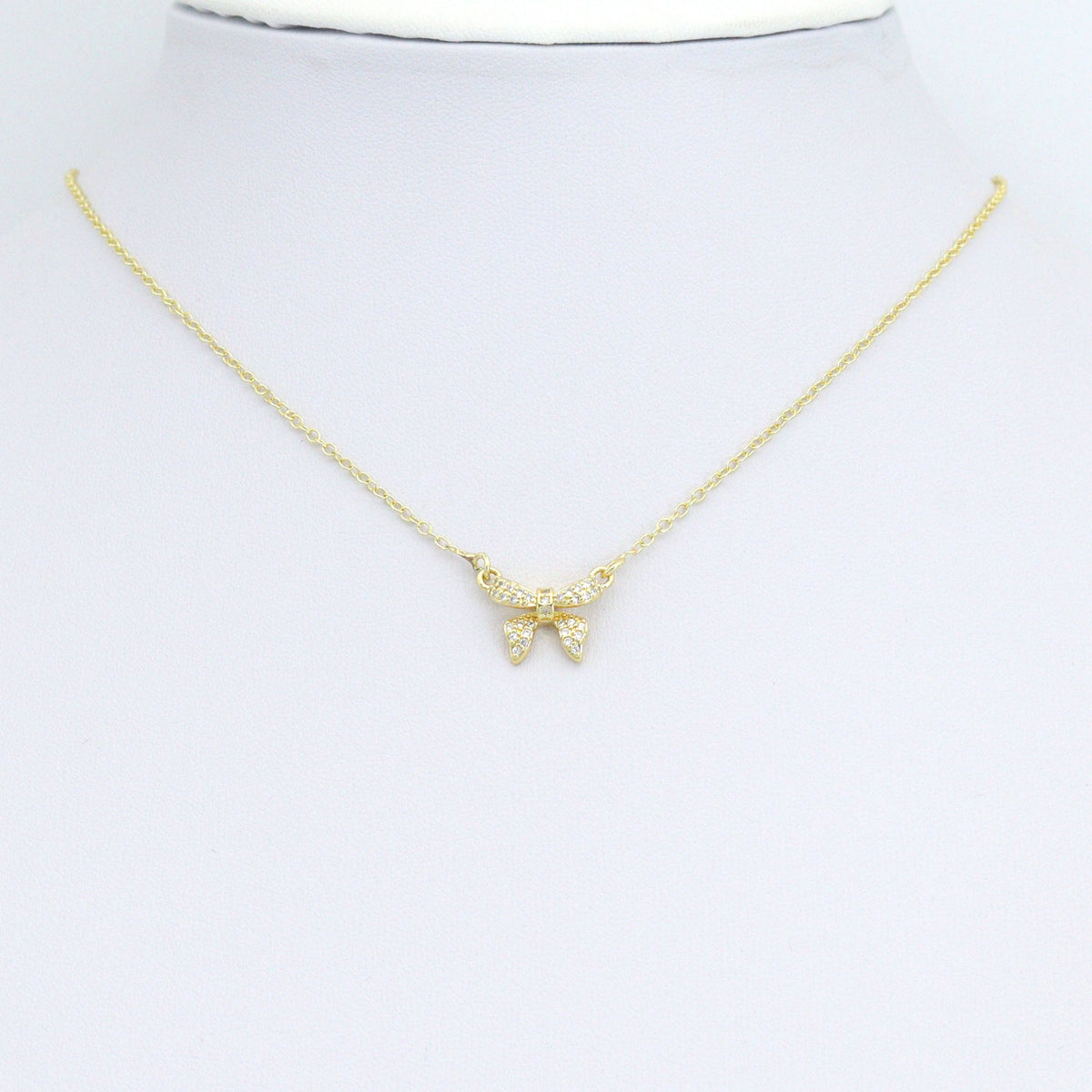Clear CZ Gold Bow Connecter Charm Pendant,Sku#LD730