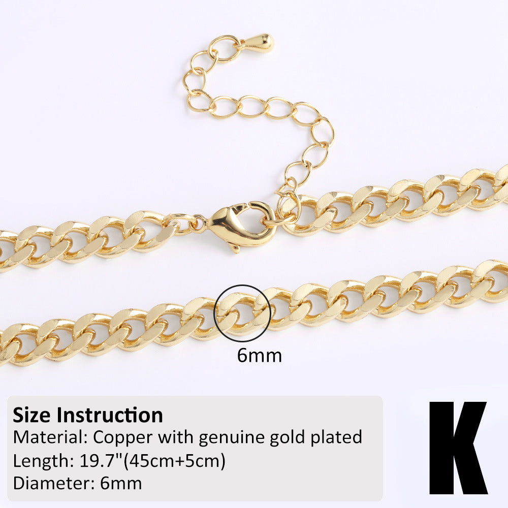 Copper-plated 18k Gold DIY Hip-hop All-match Chain Necklace