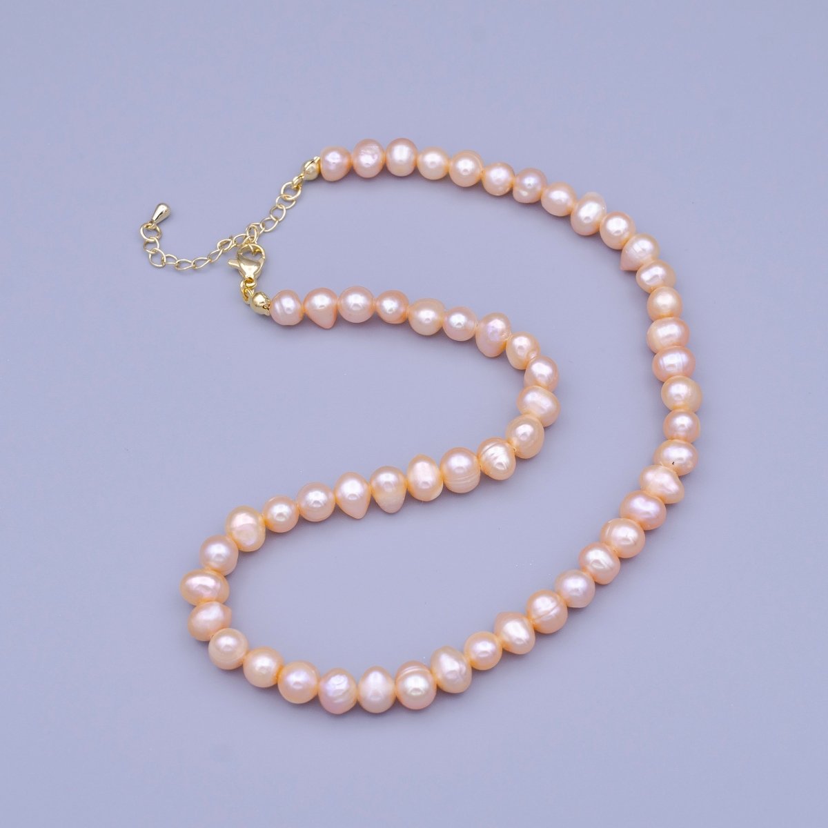 OS 7.6mm Round Nugget Pink Freshwater Pearl 14 Inch Choker Necklace | WA-1463 Clearance Pricing