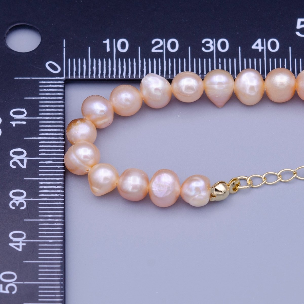 OS 7.6mm Round Nugget Pink Freshwater Pearl 14 Inch Choker Necklace | WA-1463 Clearance Pricing