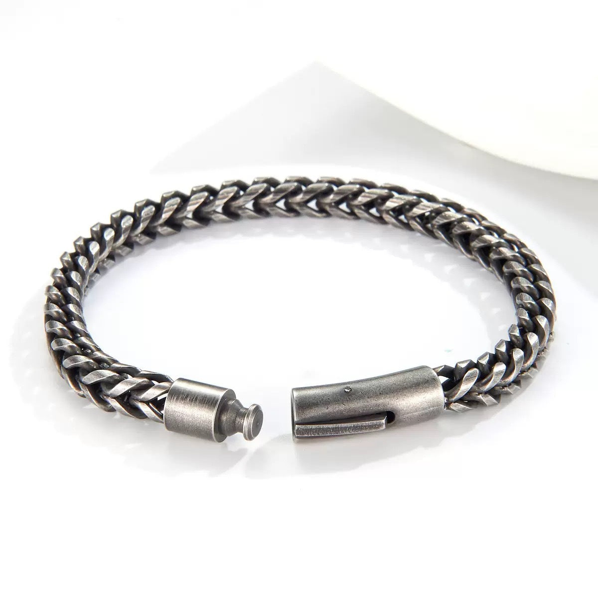Fashion Double Sided Polished Thickened Cable Chain Titanium Steel Bracelet, Spring Clasp Minimalist Hip Hop Men Bracelet