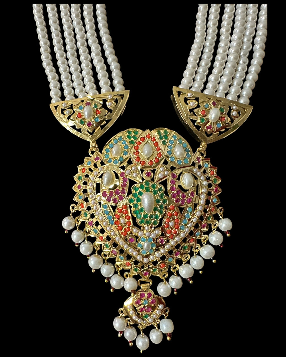 BR320 navratan jadau bridal set in shell pearls ( READY  TO SHIP)
