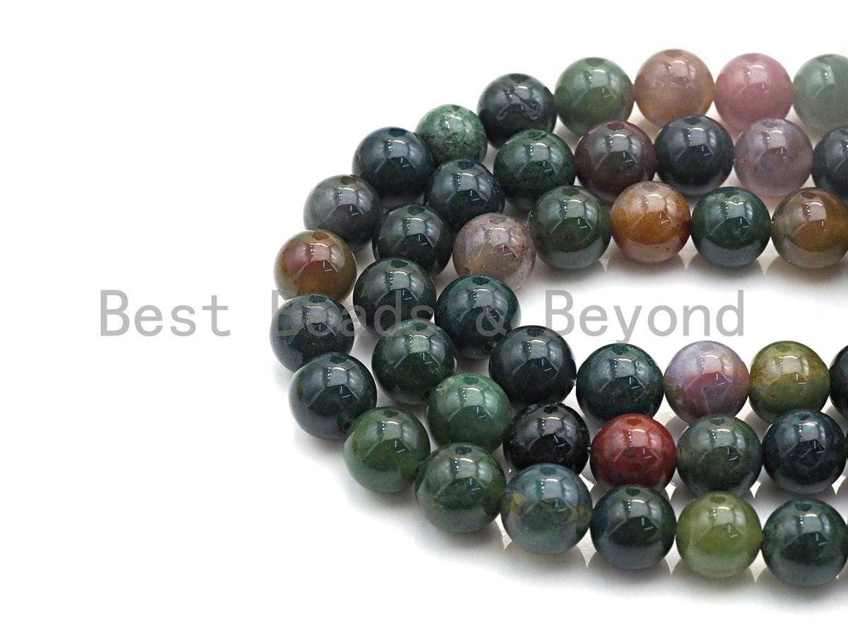 Natural Indian Agate, Round Smooth 6mm/8mm/10mm/12mm/14mm, 15.5" Full Strand, sku#U636