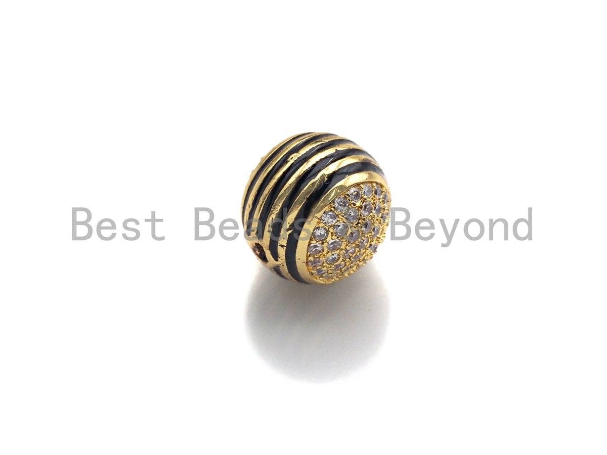 12mm CZ Pave Curved Enamel Line Ball beads, sku#z928c