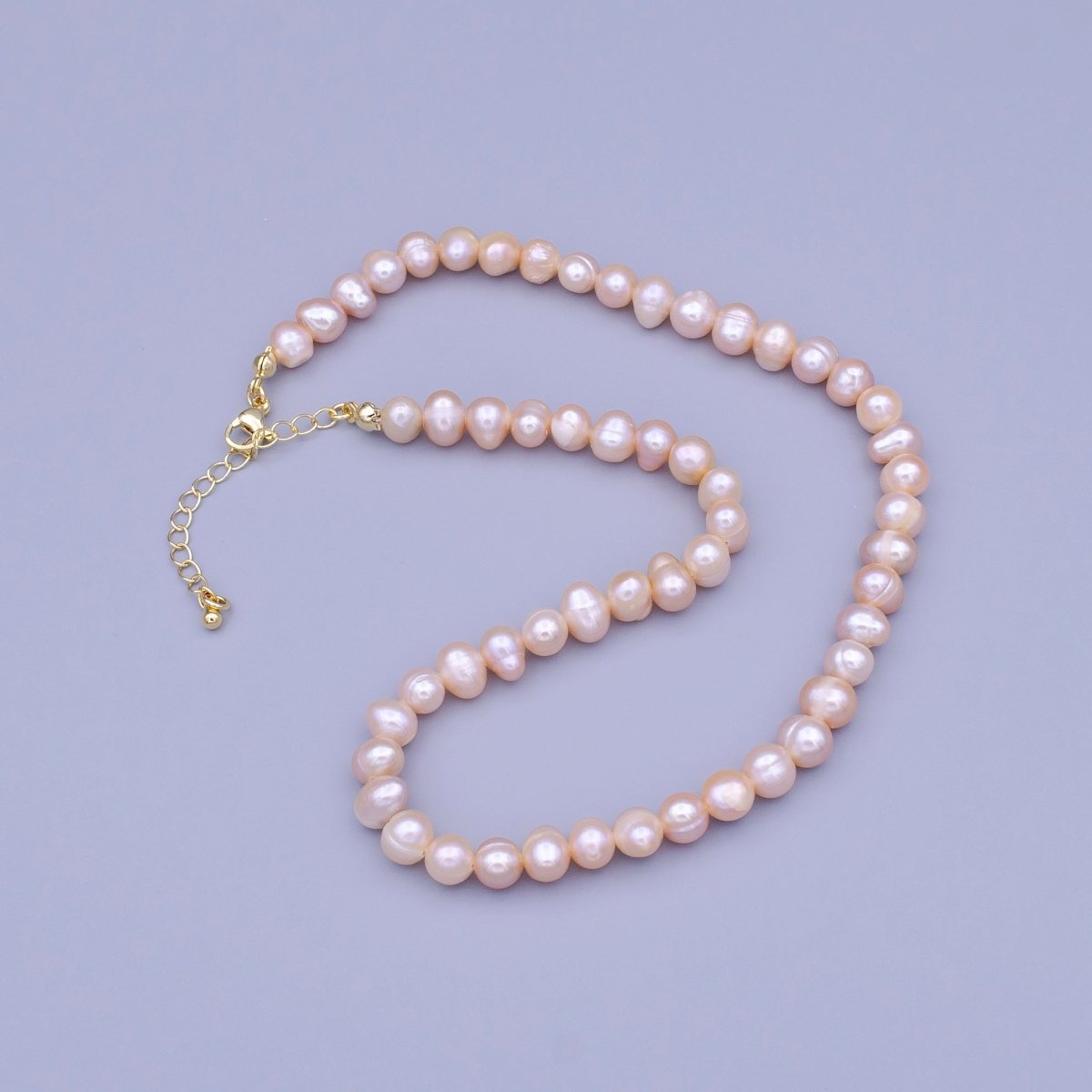7.7mm Pink Nugget Natural Freshwater Pearl 14.5 Inch Choker Necklace | WA-1451 Clearance Pricing