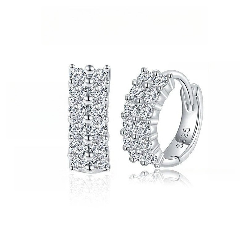 Double-Row Full-Pavé D-Color VVS1 Moissanite Stud Earrings in 18K Gold-Plated 925 Sterling Silver