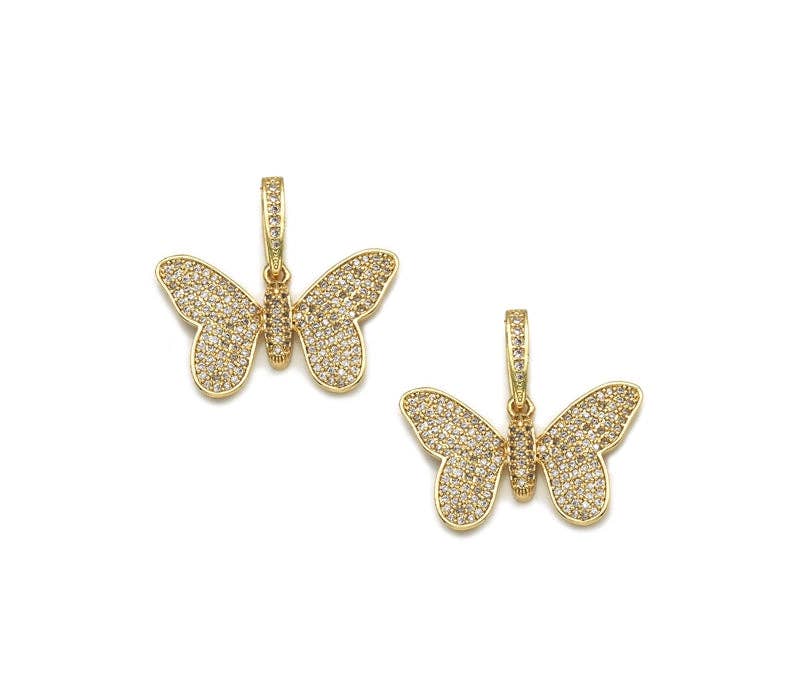 Gold Micro Pave CZ Butterfly Charm, Sku#F1520