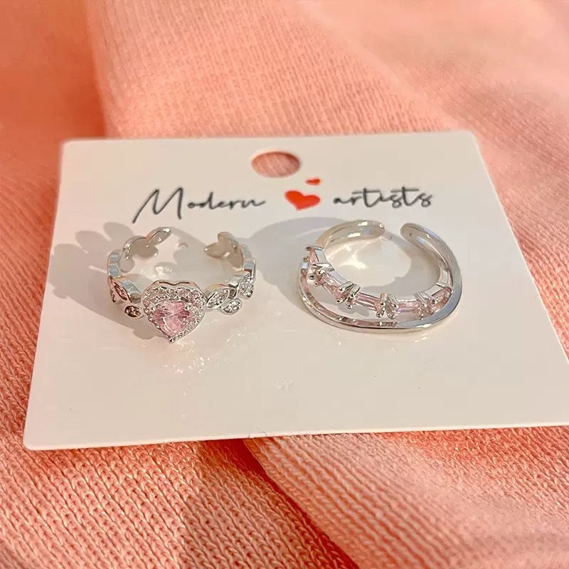 New Light Luxury Romantic Heart Zircon Ring For Women, Fashion Niche Design Sweet Couple Rings, Personalized Finger Rings
