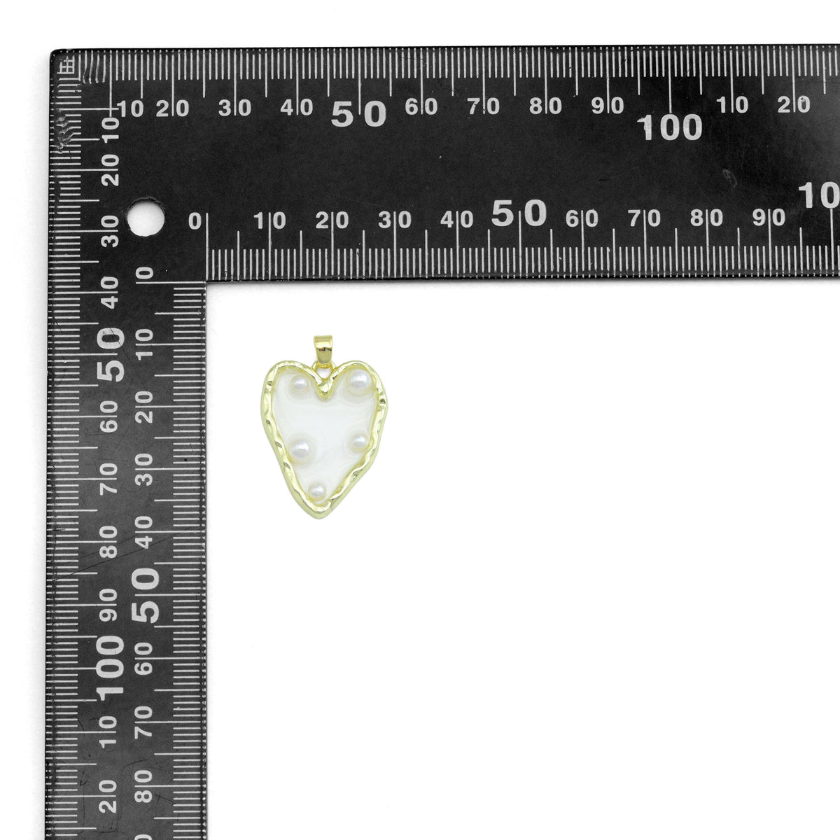 Hammered Edge Acrylic Heart with Pearl Charm , Sku#JL202