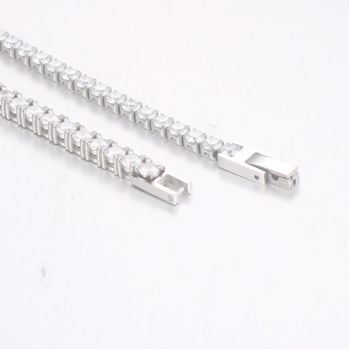 Mens And Womens Brick-link Diamond-encrusted Stainless Steel