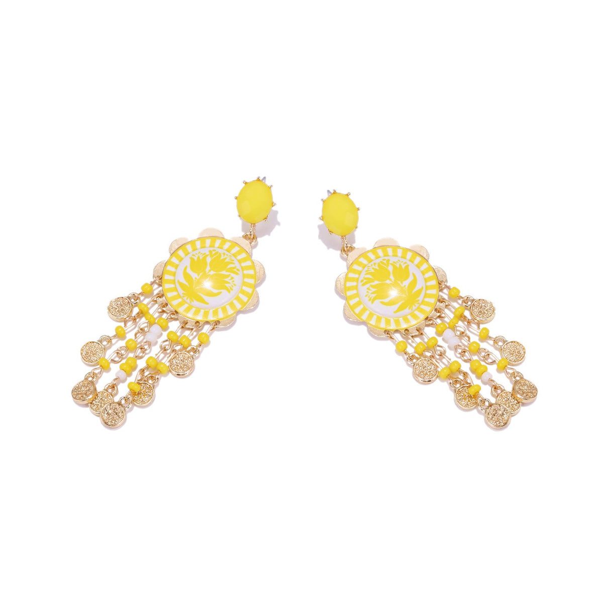 Womens Tulip-Print Tassel Casual Earrings