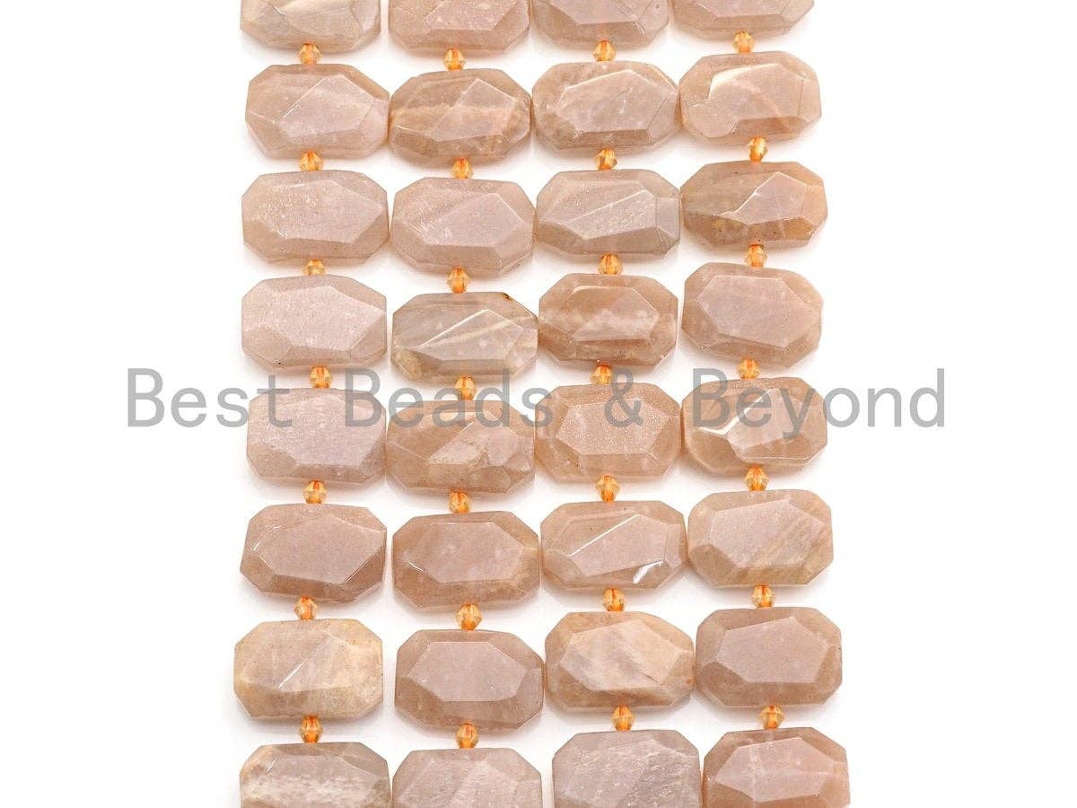 High Quality Natural Peach Moonstone Rectangle Faceted Beads, Natural Moonstone beads, 16x22mm, sku#U656
