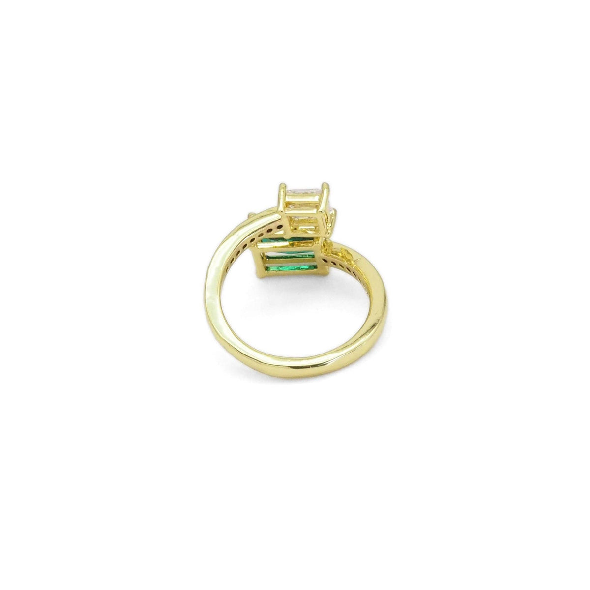 Gold Silver Green Clear Square CZ Adjustable Ring, Sku#A134