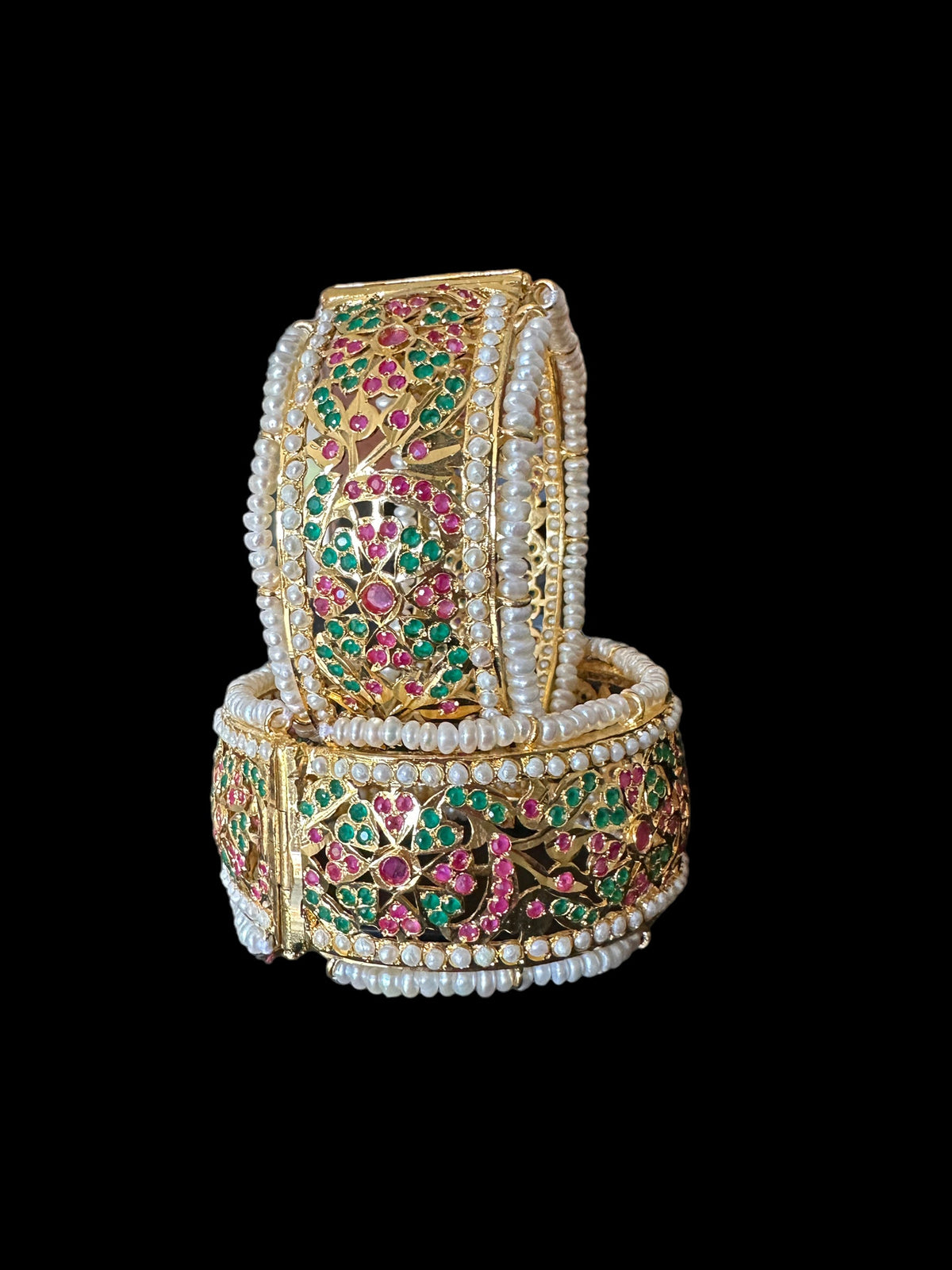 B174 Alea bangles fresh water pearl bangles in ruby emerald ( SHIPS IN 4 WEEKS )