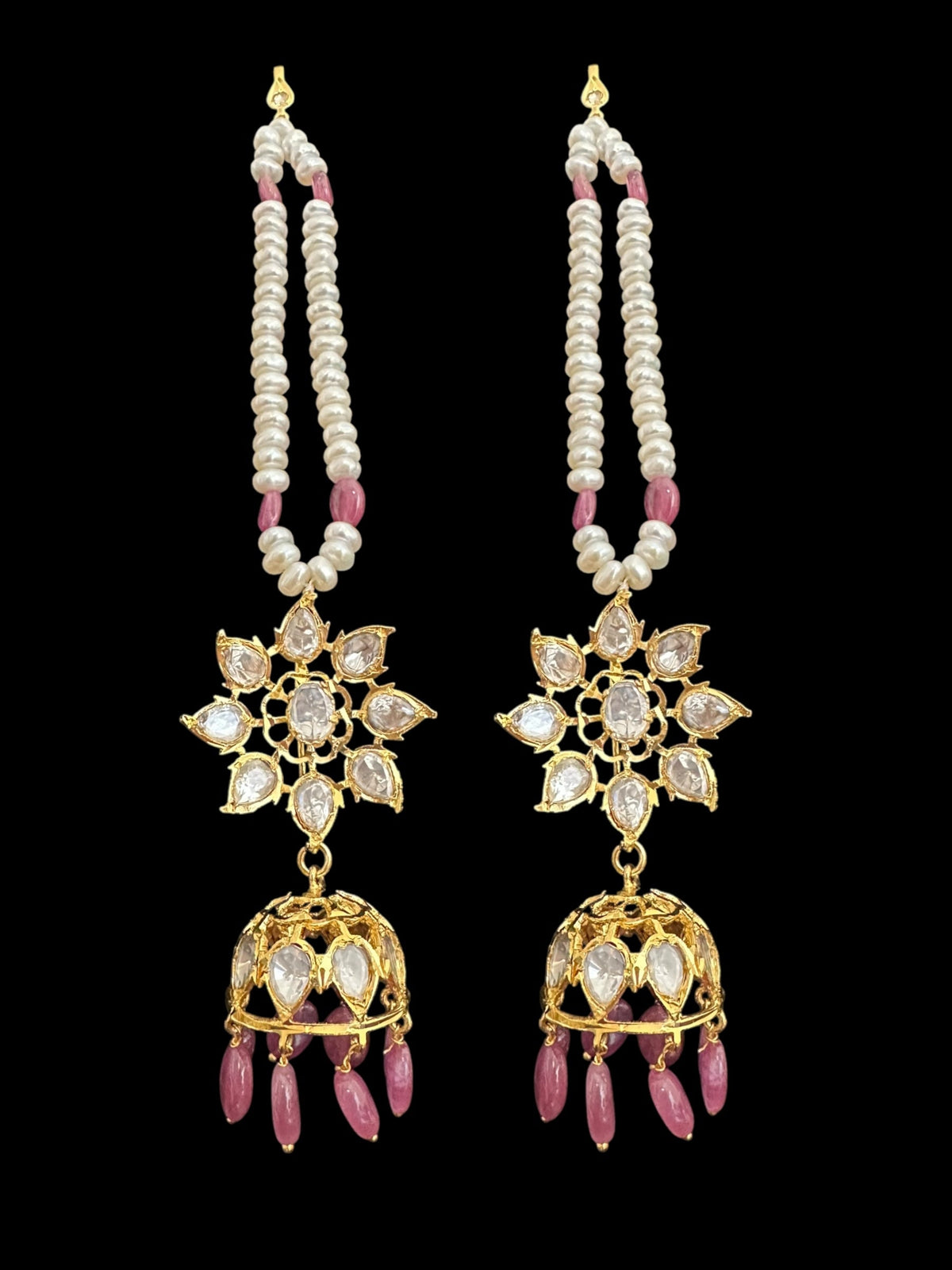 BR310 Bridal jadavi lacha , satlada  in moissanite and emeralds ( SHIPS IN 5 WEEKS )