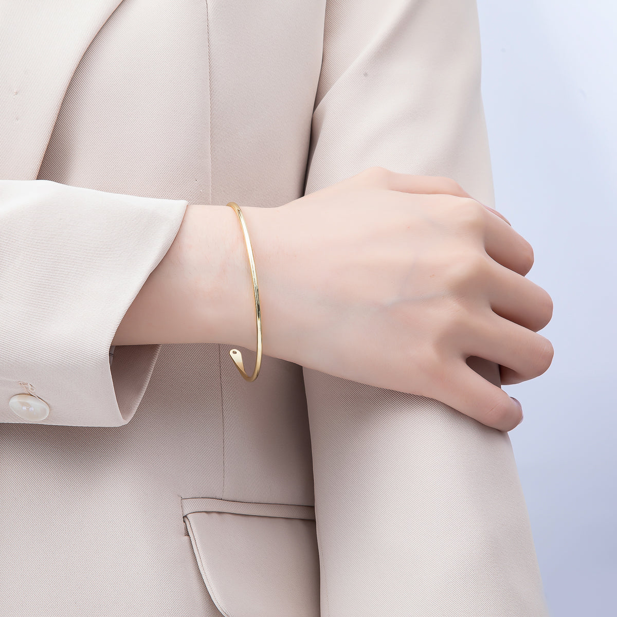 16K Gold Filled 2mm Minimalist Tube Half Cuff Bracelet Finding for Bangle Supply | WA-04458