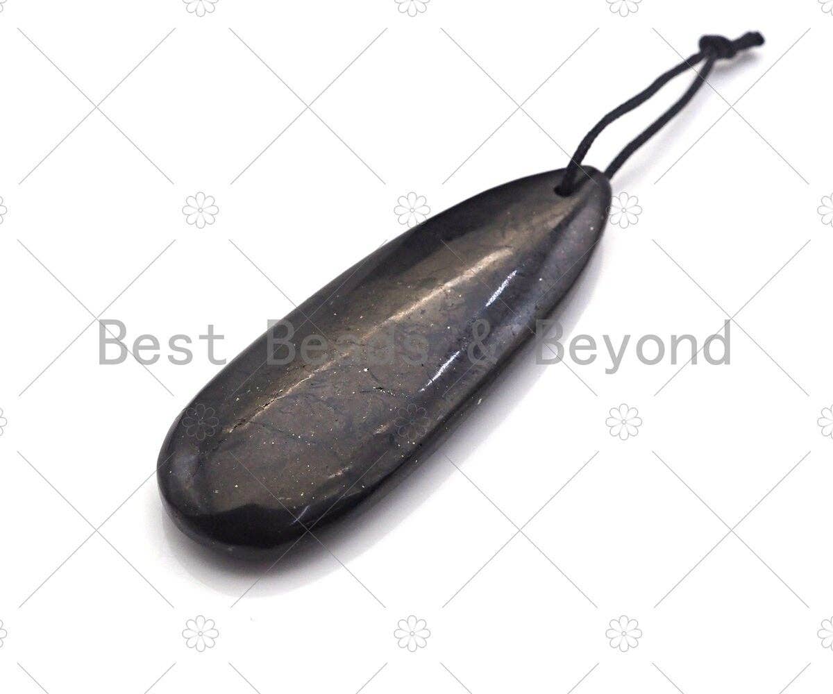 Drop Shape Shungite Pendant for EMF Protection, Shungite Authentic Stone, Healing Energy Pendant, Meditation, Protection,20x60mm, sku#U989