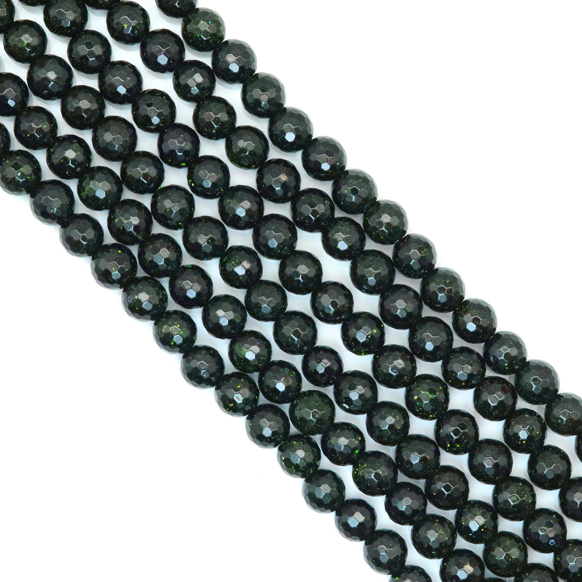 Green Goldstone Round Faceted Beads, Sku#U1790