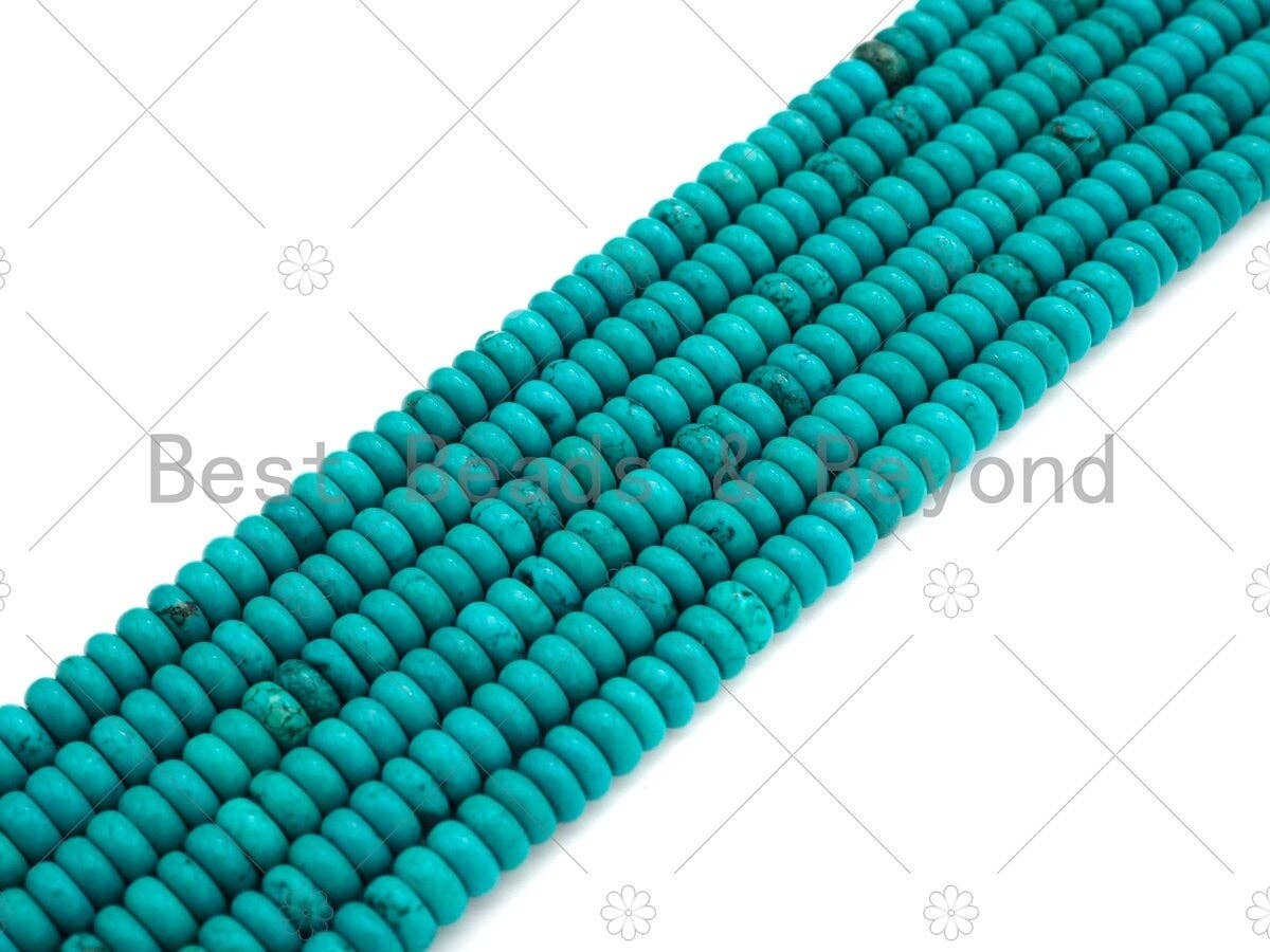 Quality Turquoise Smooth Rondelle Beads, 3x6mm/3x8mm Natural Howlite, 15.5'' Full Strand, Sku#U1069