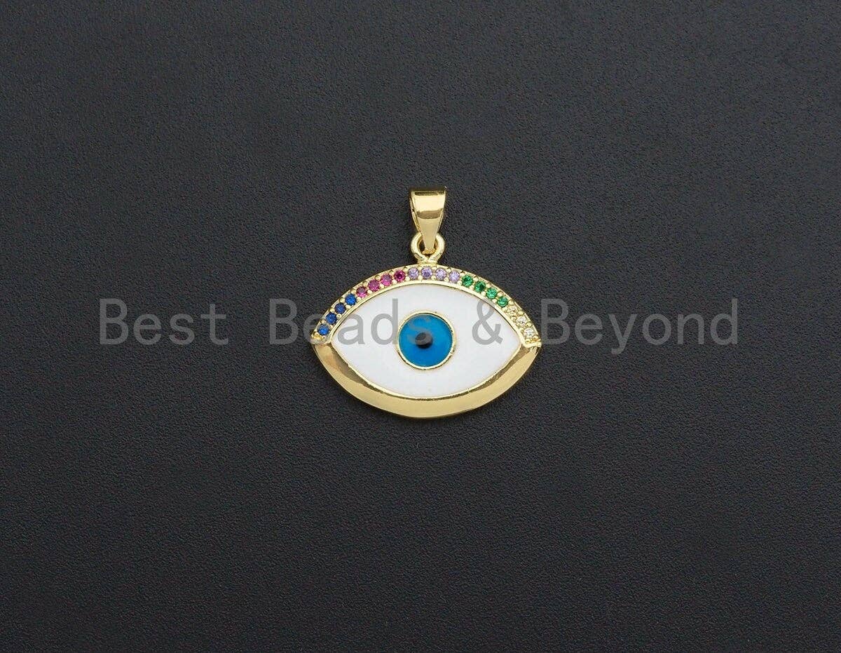 Enamel Colorful Evil Eye Pendant,CZ Micro Pave Oil Drop pendant,Enamel pendant,Enamel Jewelry,21x18mm,sku#F1035