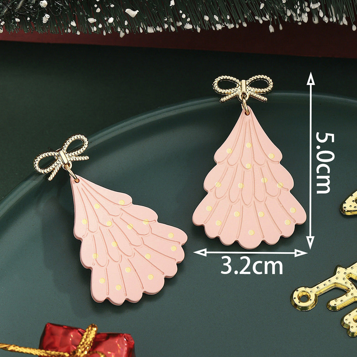 Cross-Border Personalized Christmas Alloy Earrings Christmas Hat Colorful Star Dot Diamond Christmas Tree Elk Gingerbread Man Earrings