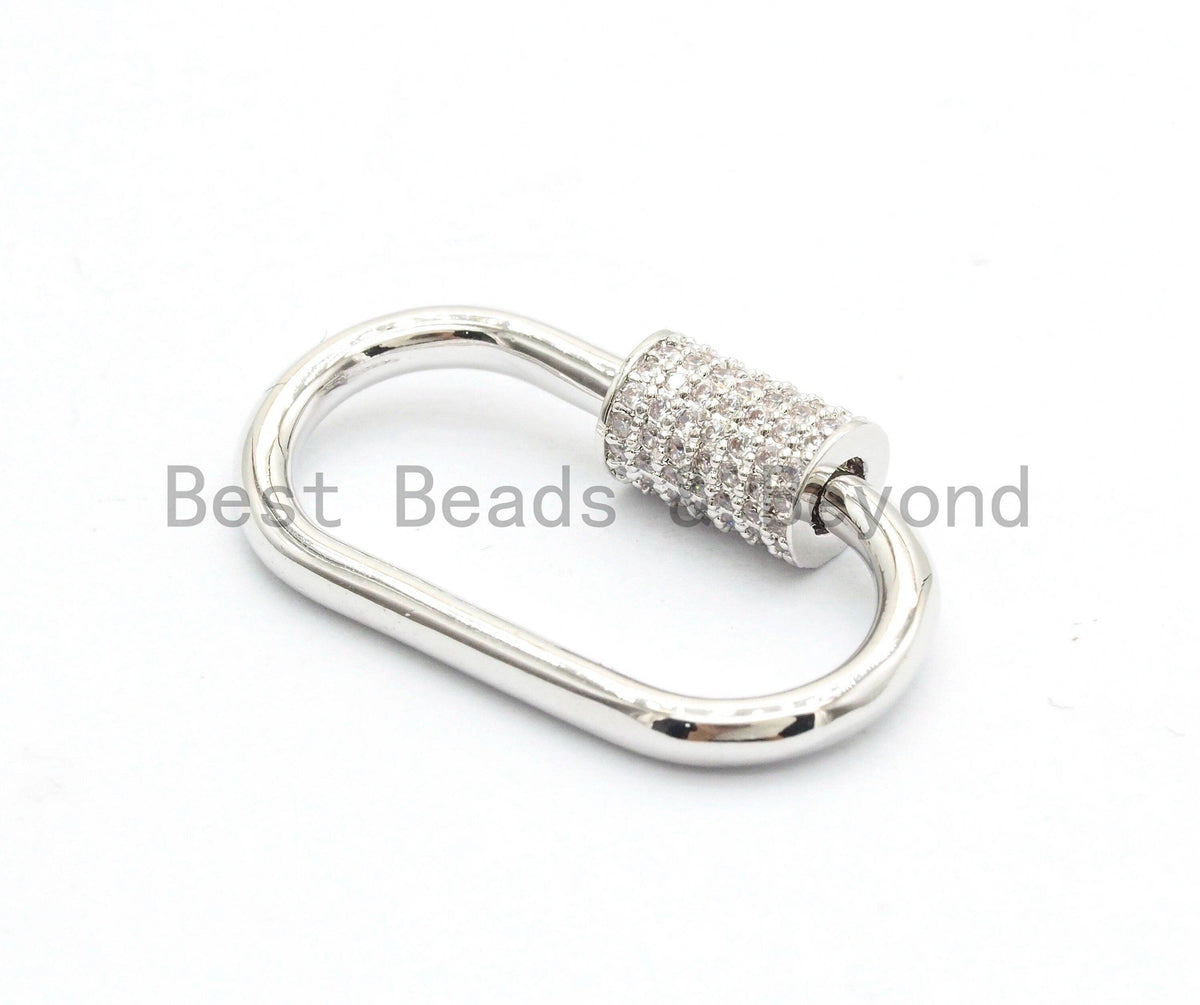CZ Micro Pave Oval Shape Clasp, Gold/Rose gold/Gunmetal/Silver Plated U Shape Clasp, Pave Carabinar Clasp,14x27mm, sku#H136