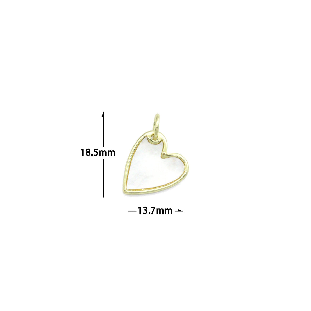 White Mother of Pearl Gold Heart Charm Pendant,Sku#LX880