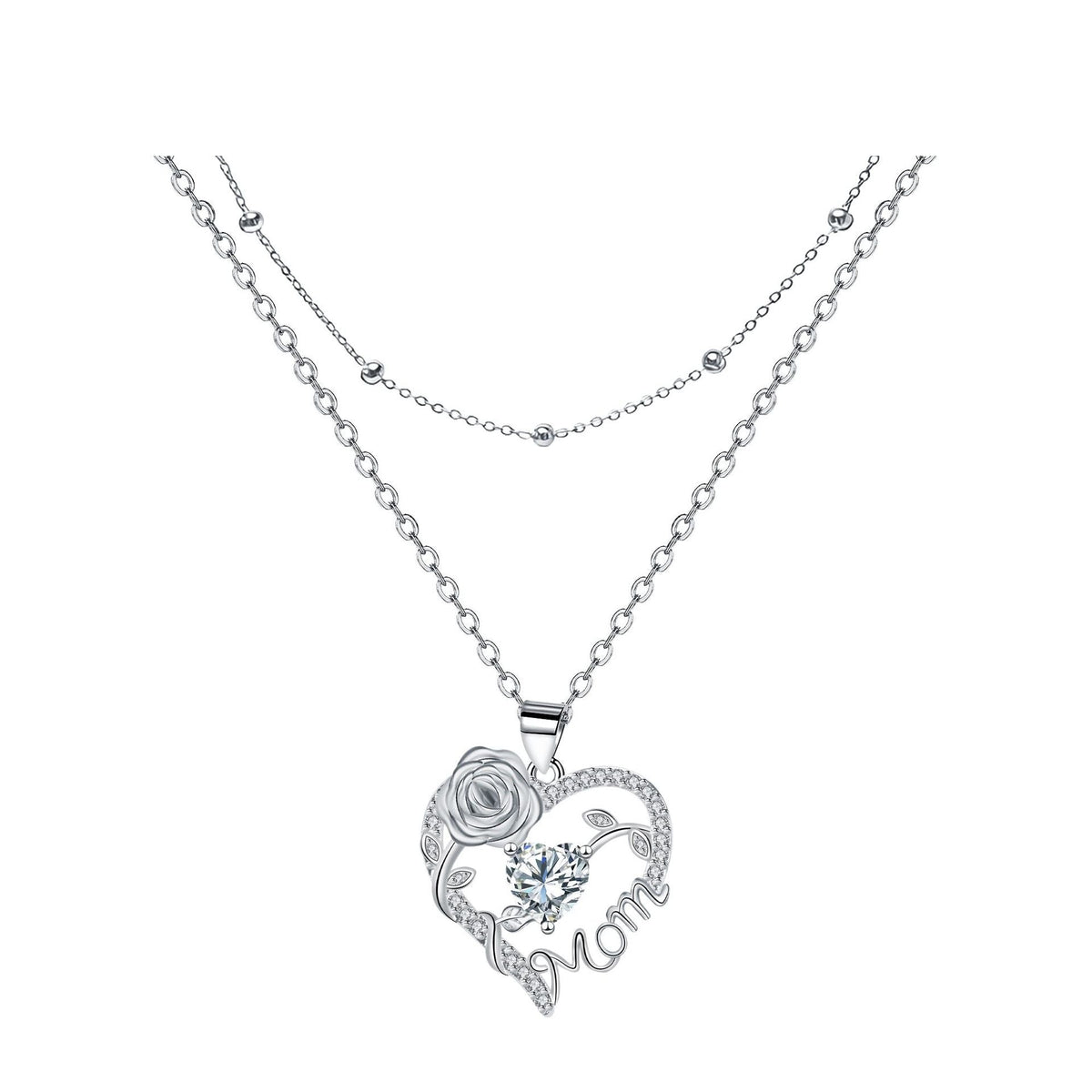 Elegant Heart-Shaped Double-Layer Necklace For Women