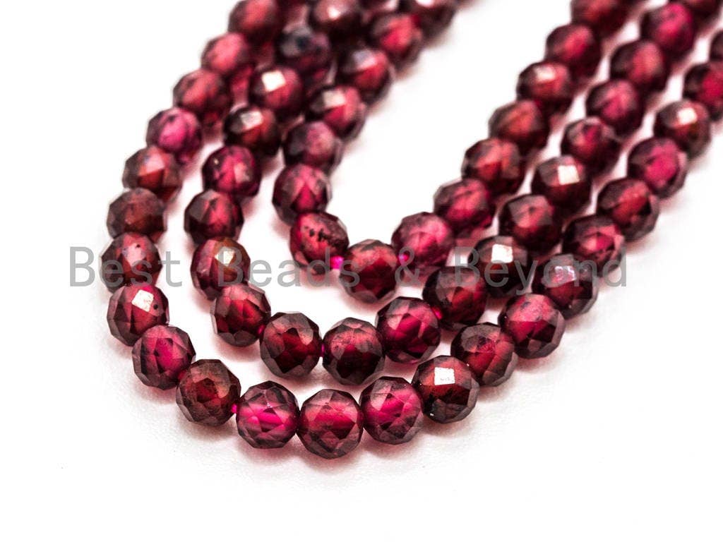 High Quality Natural Garnet Round Faceted beads, 2mm/3mm Tiny Sparkle Round Gemstone Beads, 15.5inch strand, SKU#U74