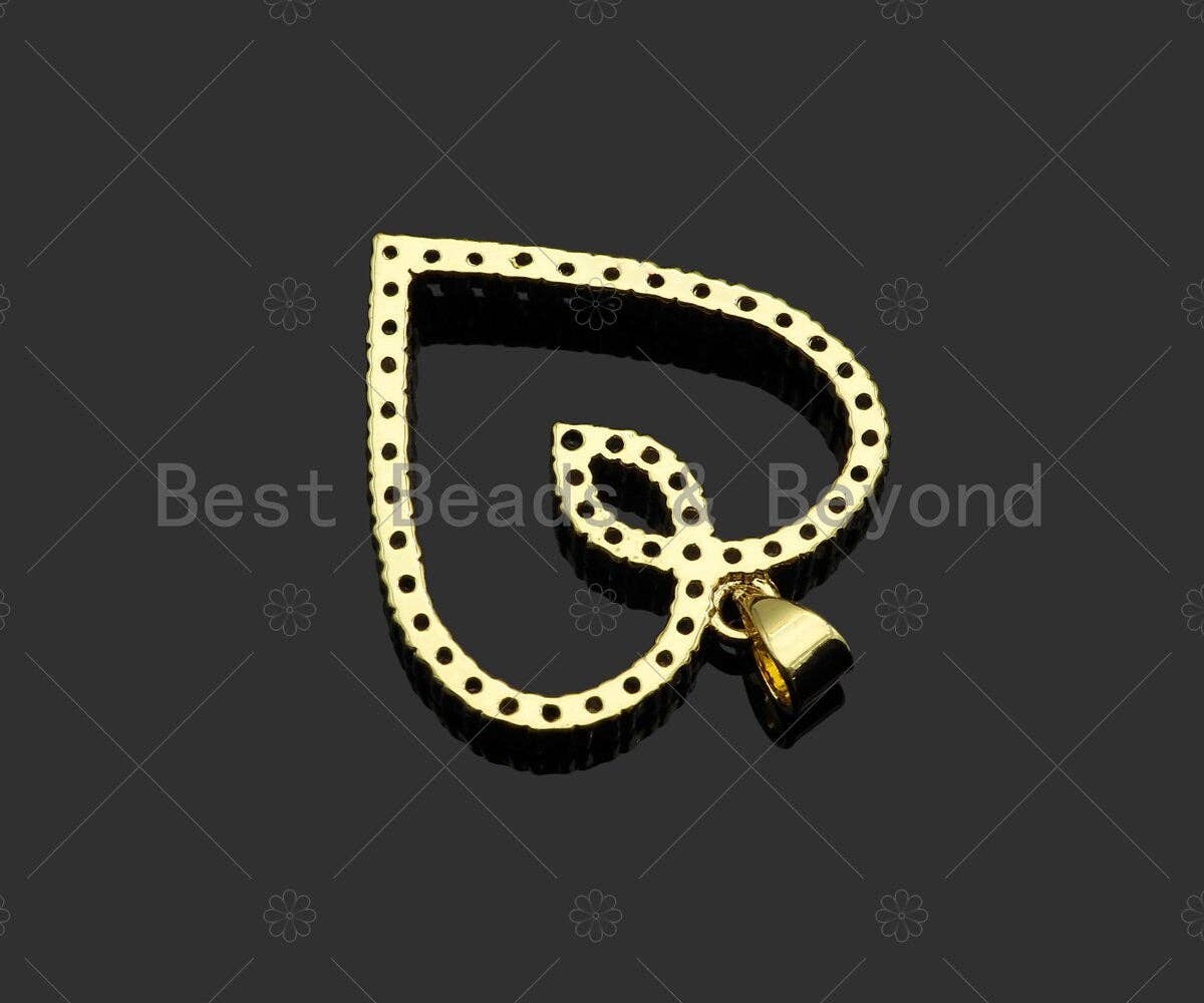 Gold Filled CZ Micro Pave Double Heart Shape Pendant, 18K Gold Filled Charm, Necklace Bracelet Charm Pendant,25x27mm,Sku#LD95