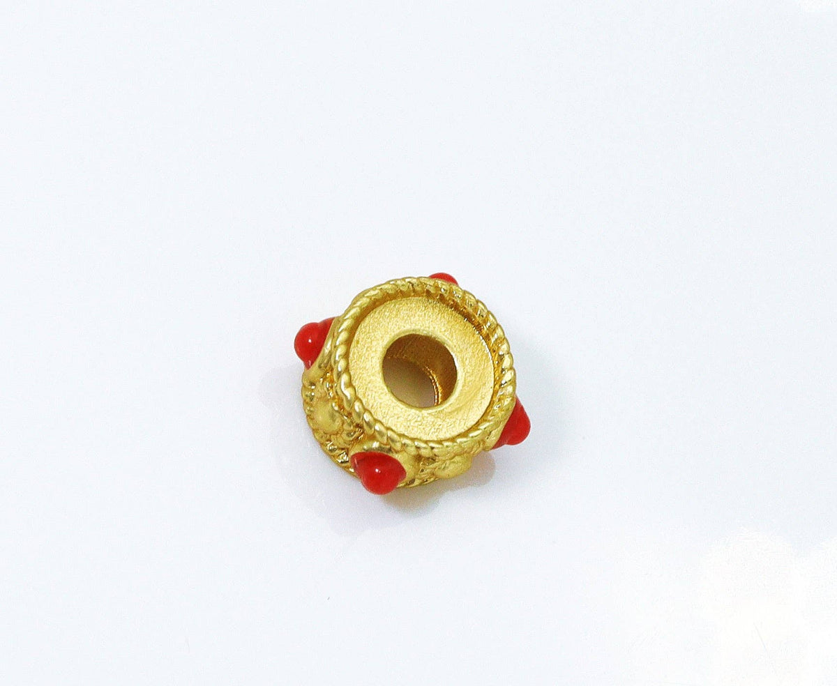 Gold Enamel Wheel Spacer Beads, Sku#LX21c
