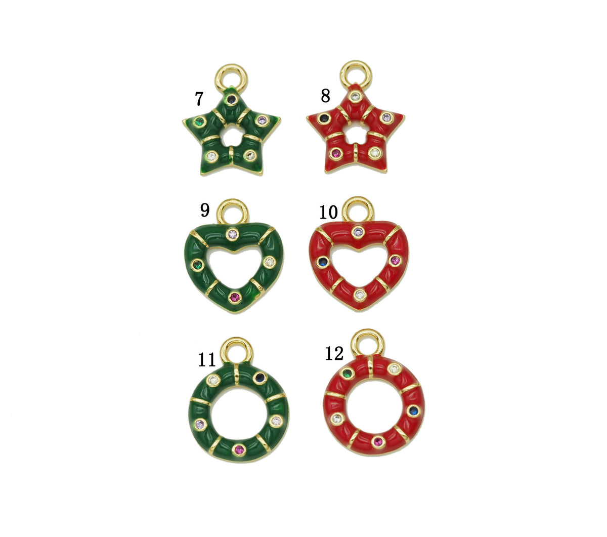 CZ Enamel Star Heart Round Charm, Sku#JL117