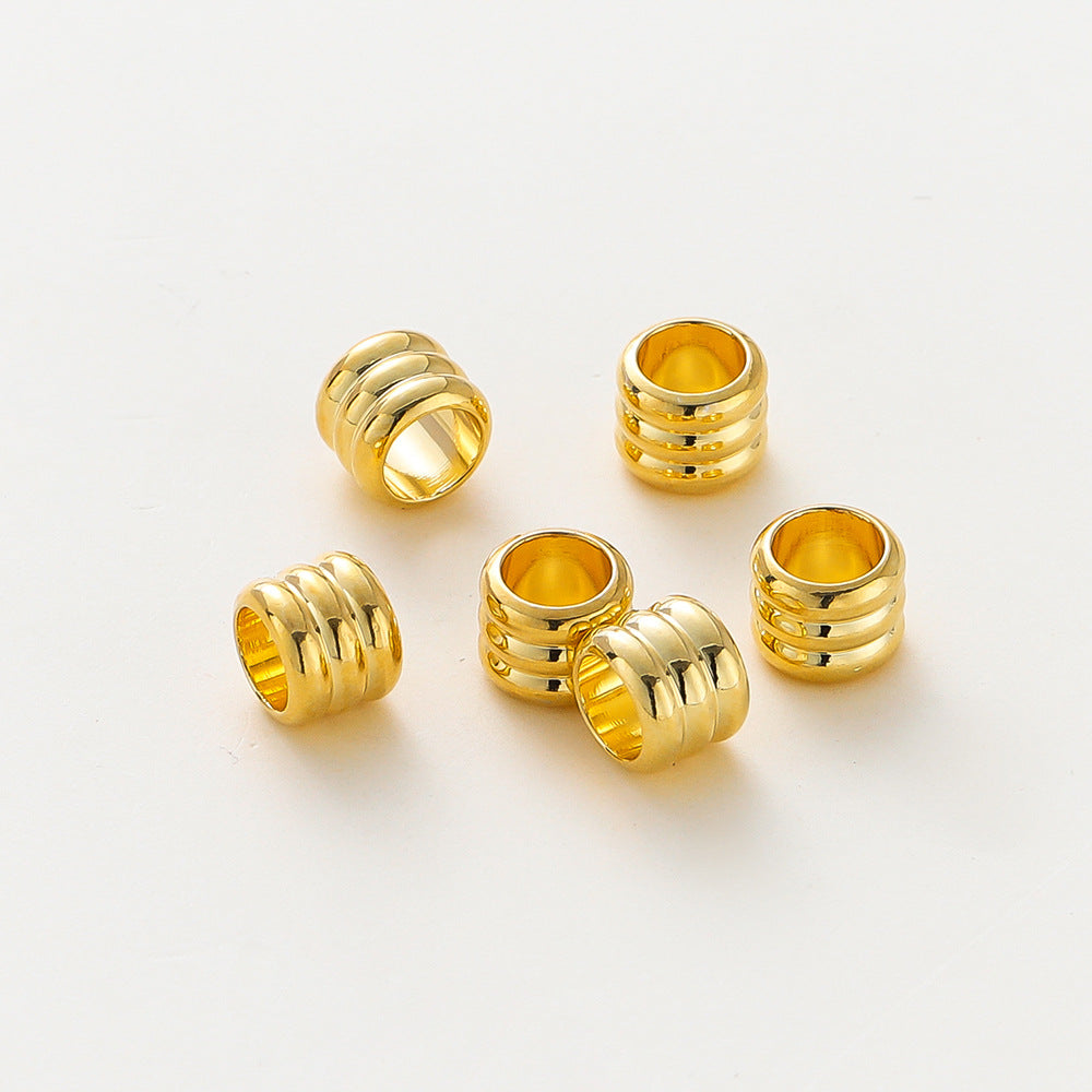Color-retaining 18k Three-layer Large-hole Spacer Beads Copper-gold-plated Beading Material