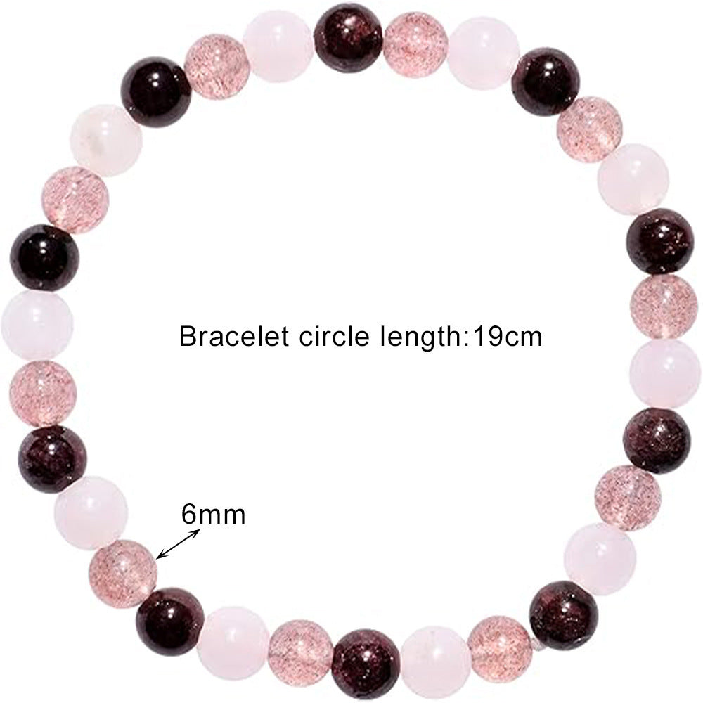 6mm Mixed-Color Stone Bead Elastic Bracelet For Women