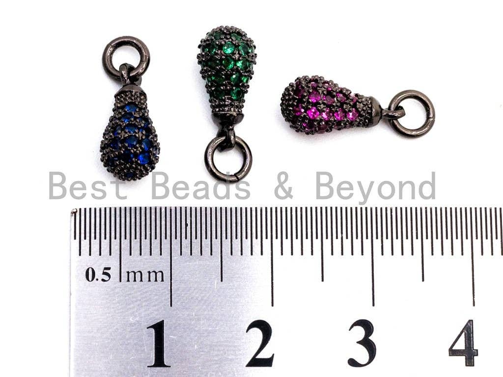 CZ Micro Pave Teardrop Shaped Dangle Charm, Cubic Zirconia Green Blue  Fuchsia Charms&Pendants, Pave Dangle Charms, 6x3mm, sku#F357