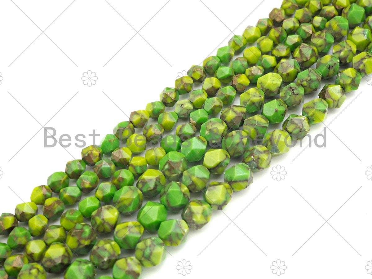 Golden Apple Green Imperial Jasper Round Diamond Cut Beads, 6mm/8mm/10mm Imperial Jasper, 15.5'' Full Strand, Sku#U1136