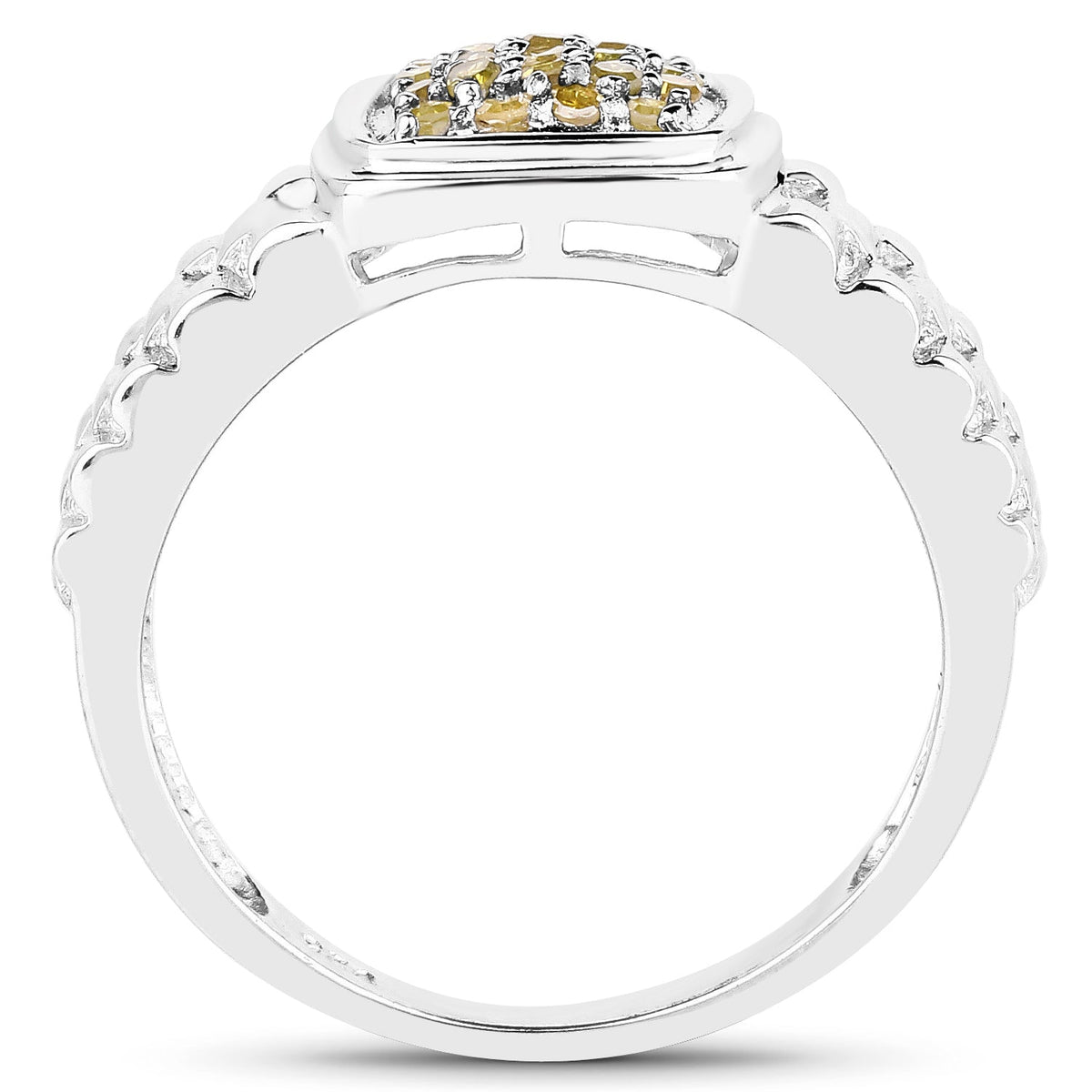 0.25 Carat Genuine Yellow Diamond .925 Sterling Silver Ring