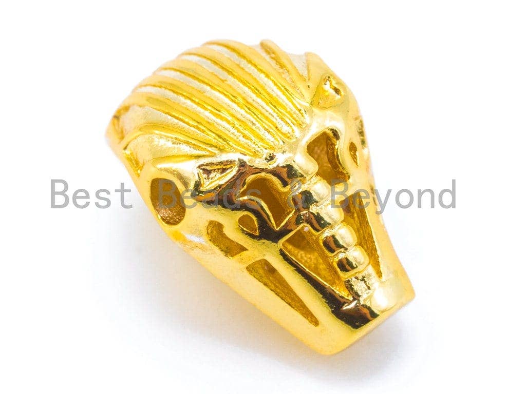 CZ Micro Pave Sphinx Egyptian Pharaoh Head Beads, CZ Sphinx beads,Men Bracelet Charms,Cubic Zirconia Pave Spacer Beads, 15x11mm, sku#G210