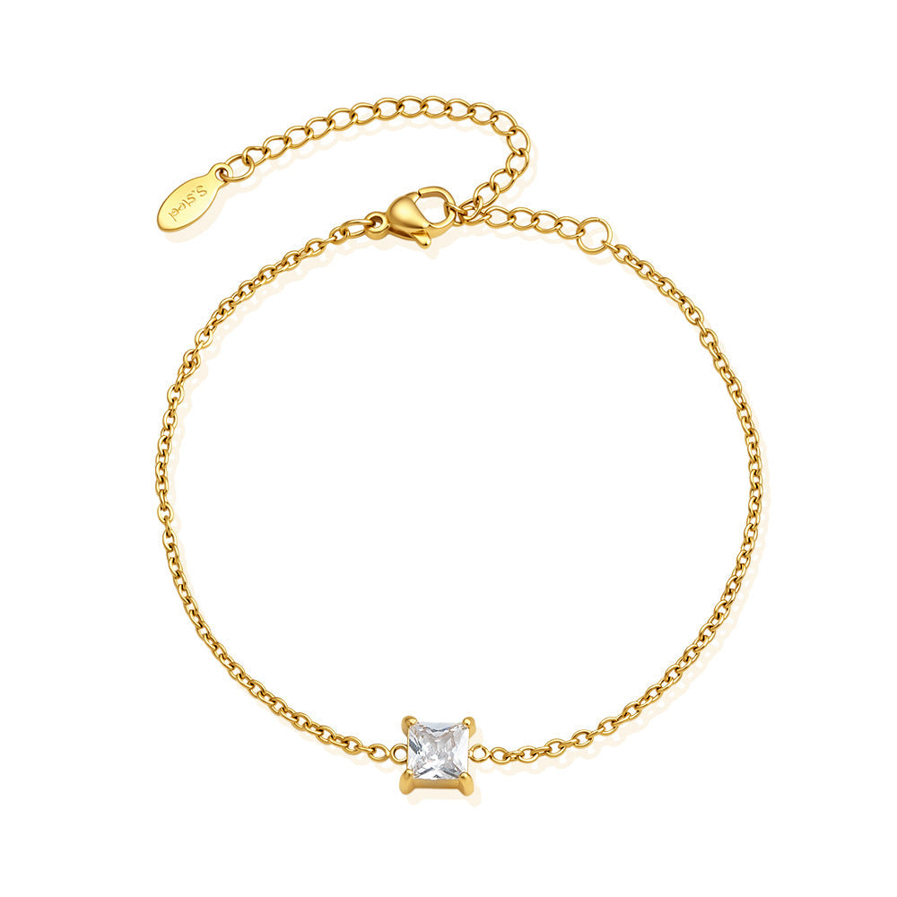 18K Gold-Plated Diamond-Inlaid Stainless Steel Zircon Necklace With A Luxurious Finish